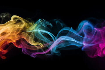 Fototapeta premium Colorful Vape Smoke. Dark Background. Multicolor Smoke. Creative AI Wallpaper. Created by generative AI
