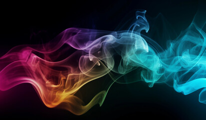 Colorful Vape Smoke. Dark Background. Multicolor Smoke. Creative AI Wallpaper. Created by generative AI