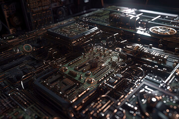 Obraz premium Generative AI illustration of AI great computer generating images. Computer of the future