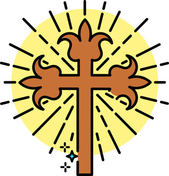 Vector Cross, Caucasian Albanian Cross, Old christian (Albanian Udi) located on the municipality of Nij (Nic) in the Gabala (Qabala) region of Azerbaijan