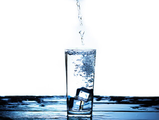 The image of pouring drinking water, into a glass,