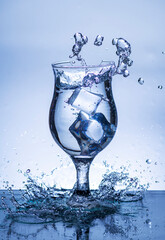 The image of pouring drinking water, into a glass,