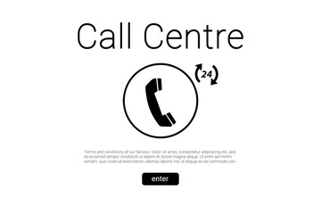 Call centre text with telephone icon