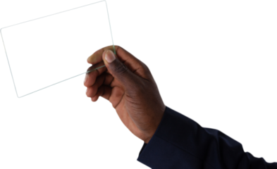 Cropped hand holding glass interface