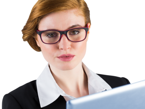 Redhead businesswoman using her tablet pc - Powered by Adobe