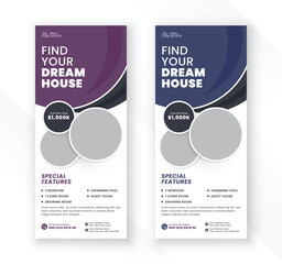 Real estate agency dream house roll up banner or pull up standee banner design template