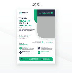 Medical healthcare treatment flyer poster design, medicine brochure report pamphlet leaflet template