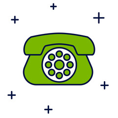 Filled outline Telephone icon isolated on white background. Landline phone. Vector