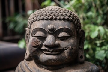 Fototapeta na wymiar Head Smiling Buddha Generative AI