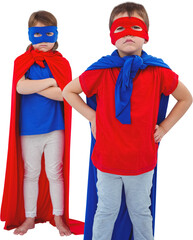 Masked kids pretending to be superheroes