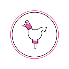 Filled outline Candy cockerel lollipop on a stick icon isolated on white background. Vector