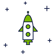 Filled outline Rocket ship icon isolated on white background. Space travel. Vector
