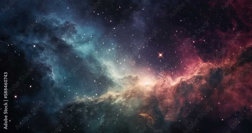 Wall mural galaxy and nebula. abstract space background. endless universe with stars and galaxies in outer spac