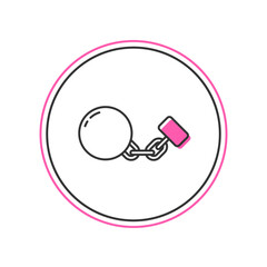 Filled outline Ball on chain icon isolated on white background. Vector