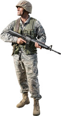Military soldier with weapon