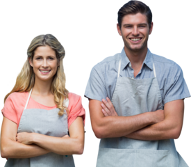 Portrait of smiling young couple with arms crossed