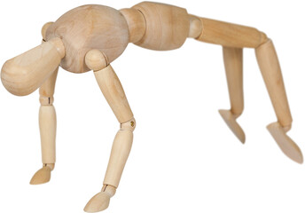 Wooden 3d figurine stretching on floor
