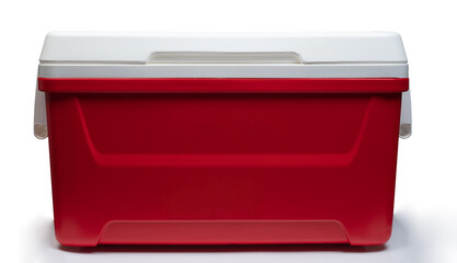 Closed red  plastic thermo refrigerator