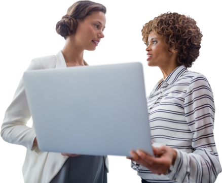 Portrait of businesswomen posing with laptop