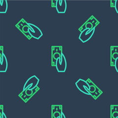 Line Fast payments icon isolated seamless pattern on blue background. Fast money transfer payment. Financial services, fast loan, time is money, cash back concept. Vector