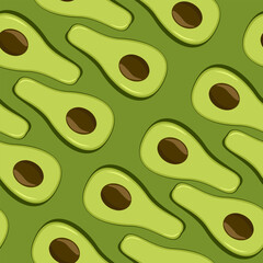 Seamless pattern with avocado. Healthy vegan food.