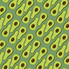 Seamless pattern with avocado. Healthy vegan food.