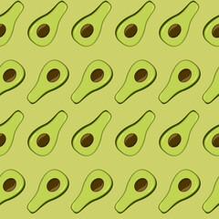 Seamless pattern with avocado. Healthy vegan food.