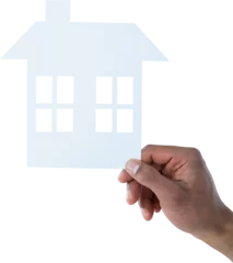 Sierkussen hand holding a house in paper © vectorfusionart
