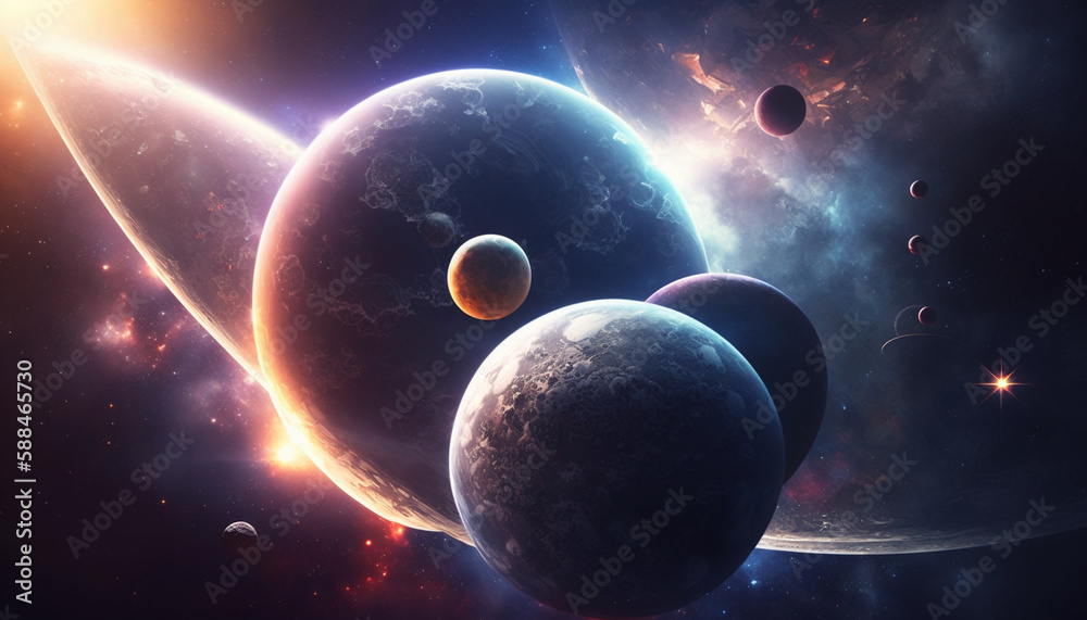 Canvas Prints different planets in the galaxy, view from space, generative ai