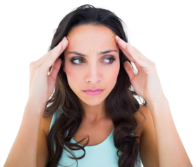 Pretty brunette with a headache