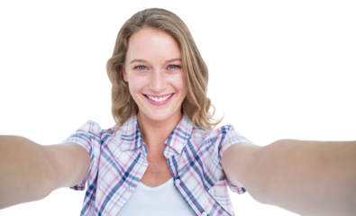 Happy hipster smiling at camera