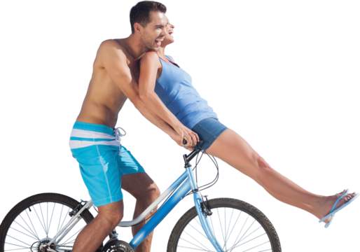 Man cycling while woman sitting - Powered by Adobe