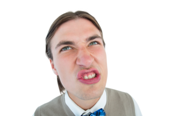 Geeky hipster grimacing 