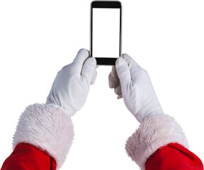 Santa Claus holding touchscreen mobile phone