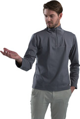 Man pretending to hold an invisible object