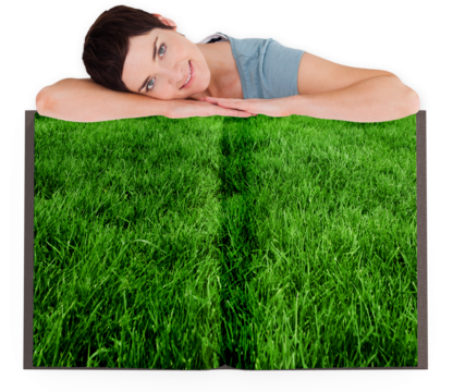 Woman with lawn book - Powered by Adobe