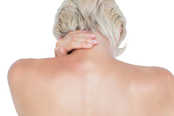 Attractive woman suffering from neck pain 