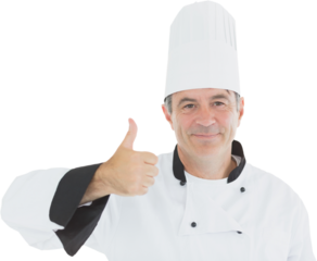 Portrait of on a chef having thumbs up