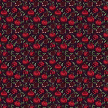 seamless pattern with pomegranate, generative ai