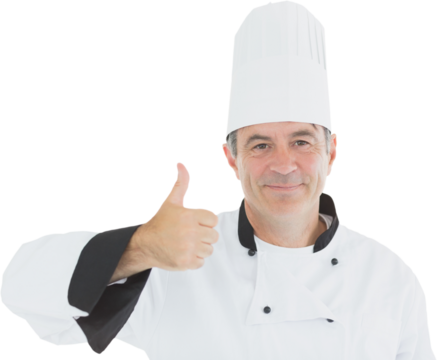 Portrait of on a chef having thumbs up