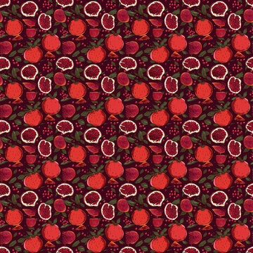 seamless pattern with pomegranate, generative ai