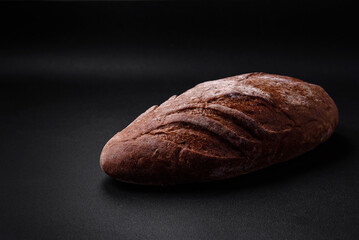 Delicious fresh crispy brown bread with cereal grains and spices