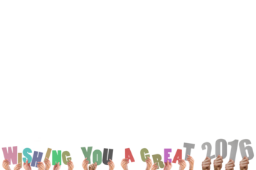 Colorful alphabet spelling wishing you a great 2016 held up by people 