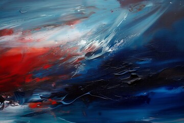 Blue and Red Abstract Painting

