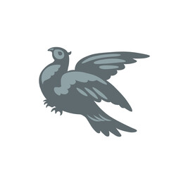 Heraldic colorful dove bird. Symbol, sign, icon, silhouette, tattoo. Isolated vector illustration.