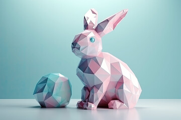Cubist Bunny in Soft Pastels for Stock Usage generative graphics, 
