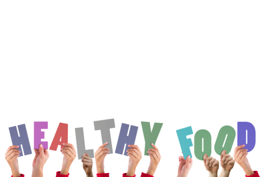 Hands holding up healthy foods