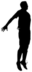 Silhouette rugby player jumping 
