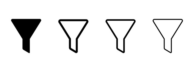  Funnel vector flat icons set