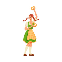 Beer Festival with Woman Character Celebrating Holiday Vector Illustration